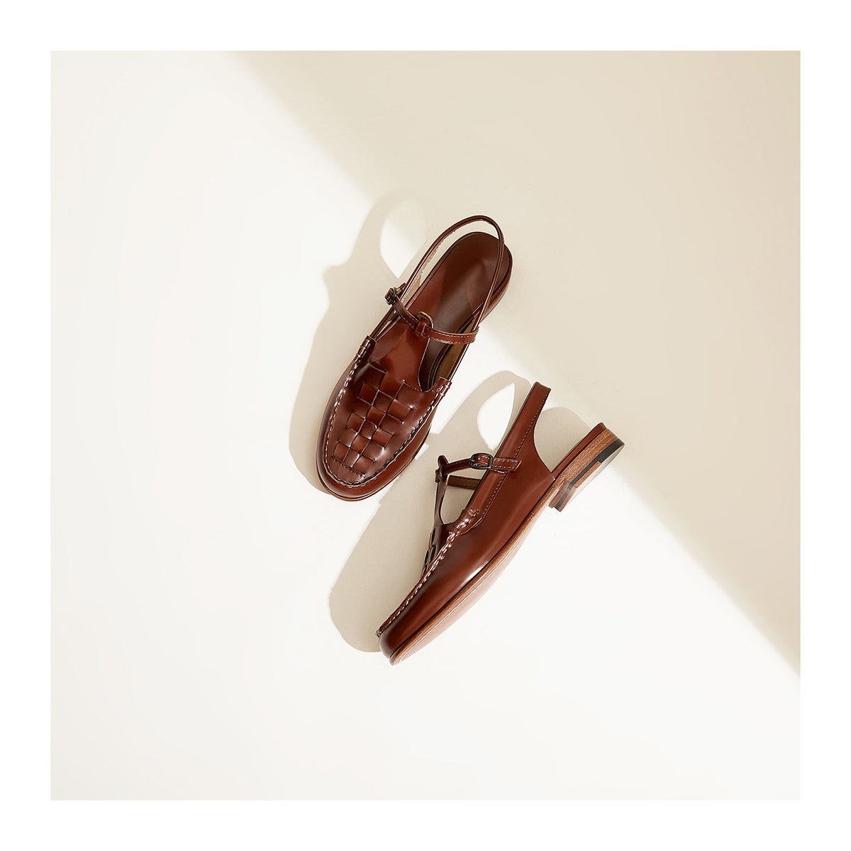 Melba Lane - brown woven slingback flats, top down view of the pair, AU women's sizes