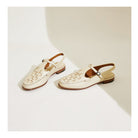 Melba Lane - cream woven slingback flats, pair seen from the front, AU women's sizes
