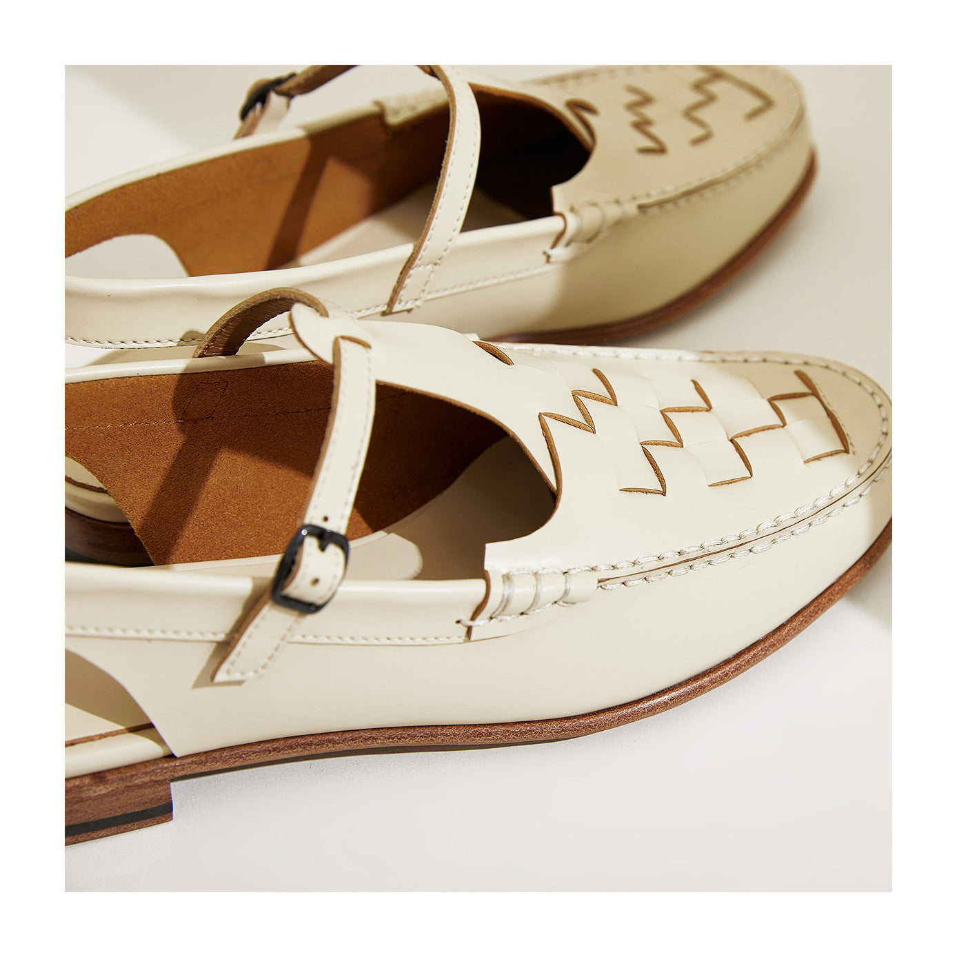 Melba Lane - cream woven slingback flats, close view of the woven upper, AU women's sizes