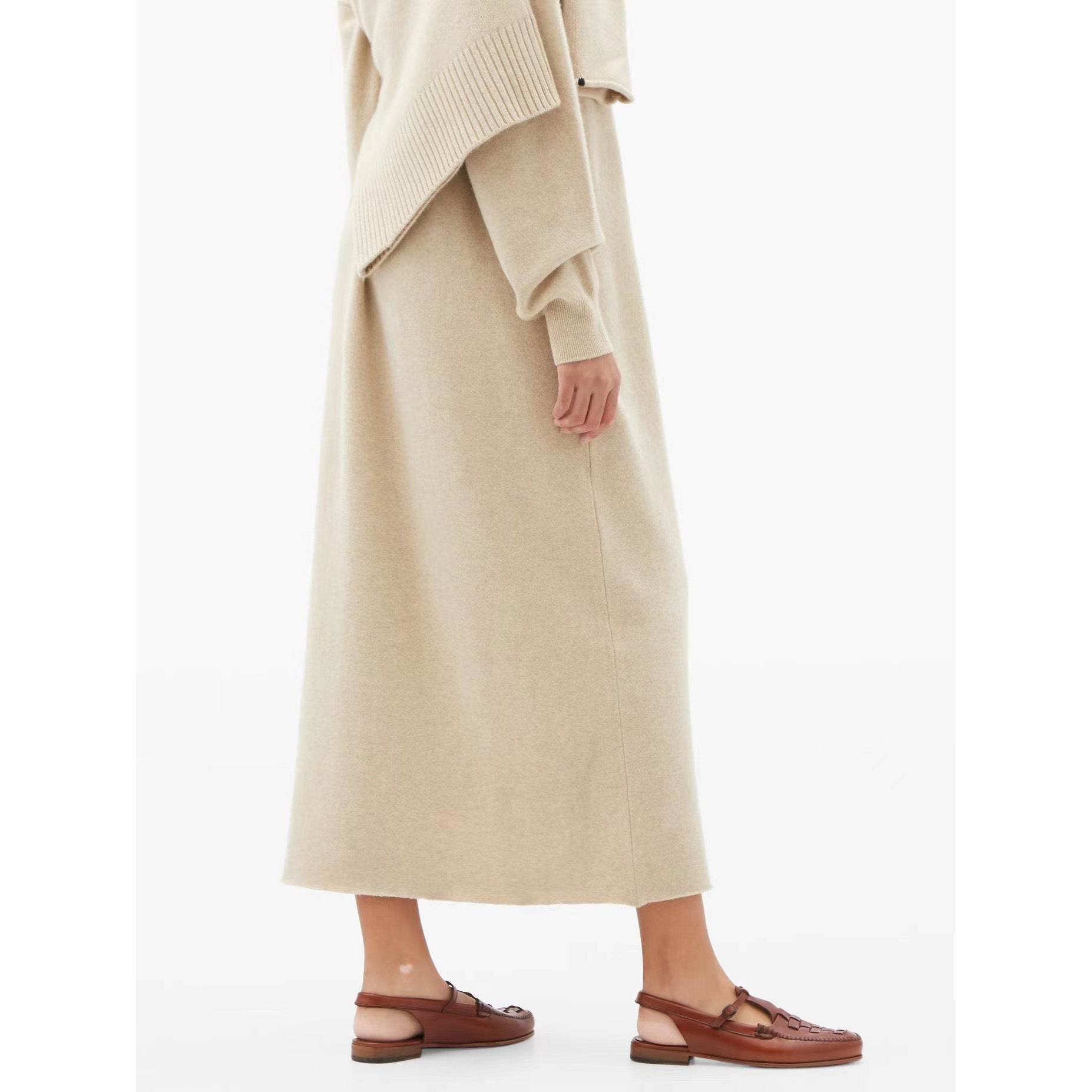 Melba Lane - brown woven slingback flats worn with a cream midi skirt, AU women's sizes